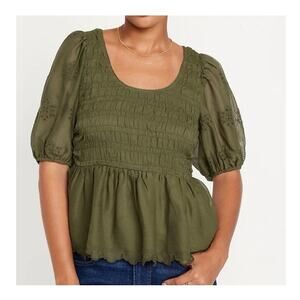 Old Navy Puff Sleeve Smocked Chiffon Top